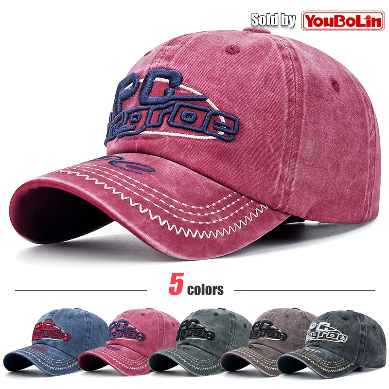 New European and American style coating faded old baseball cap three-dimensional embroidery PC letter sunshade soft top hat
