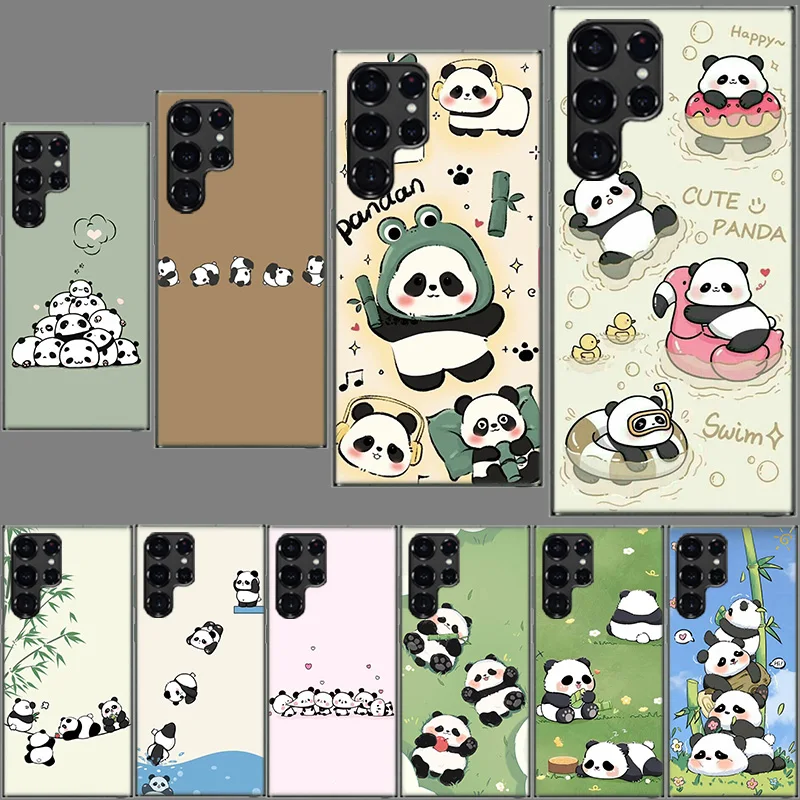 Very Cute Little Panda Phone Case For Samsung Galaxy S24 S23 S21 S20 FE S22 S26 Ultra S25 Edge S10 Plus Cover Clear TPU Capa She