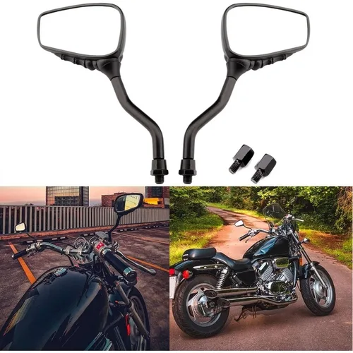 Imagen 2 del producto Espejos retrovisores laterales de motocicleta de mano de calavera negra para Harley Suzuki Honda Yamaha
