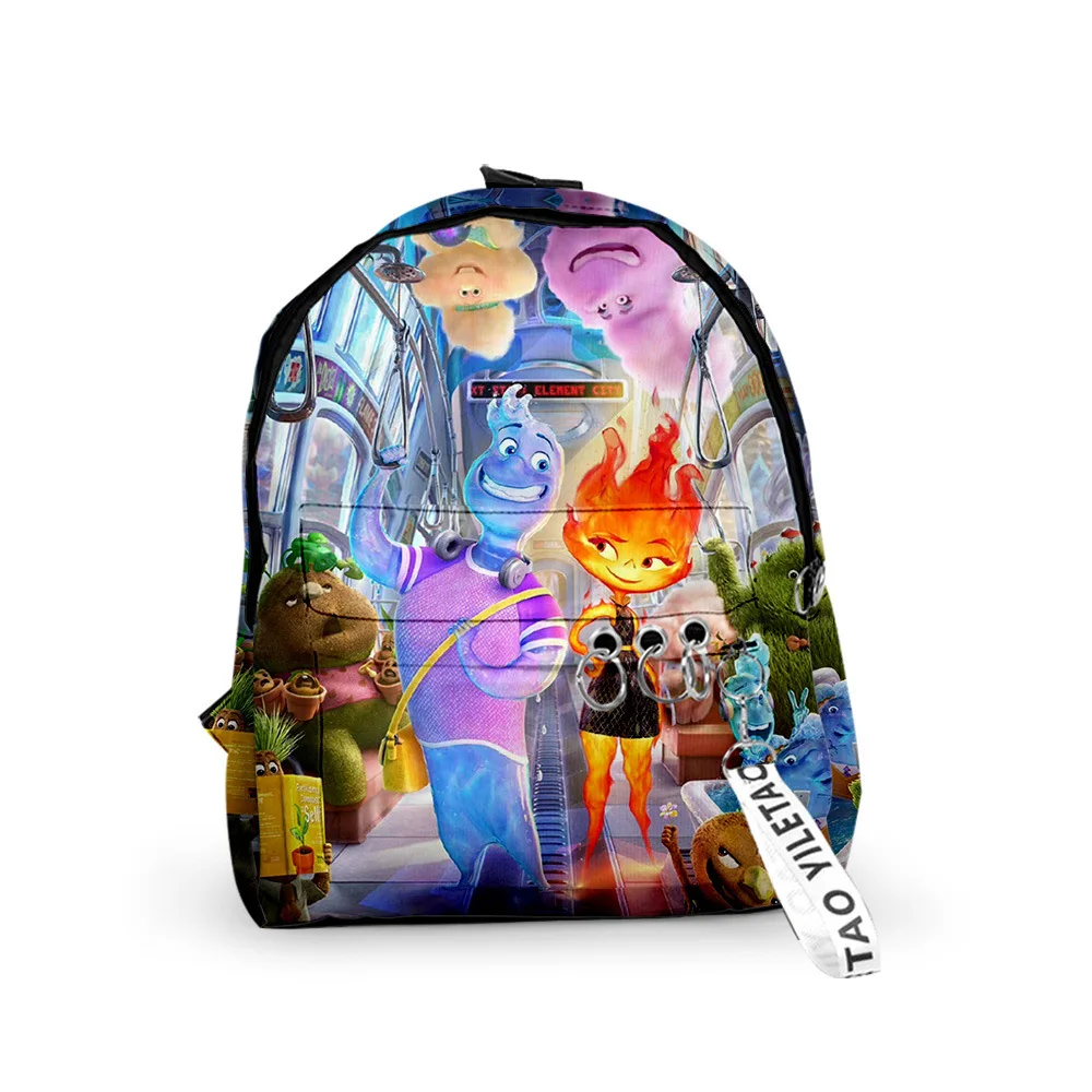 

Popular Youthful Elemental School Bags Notebook Backpacks Boys/Girls 3D Print Oxford Waterproof Key Chain Small Travel Bags