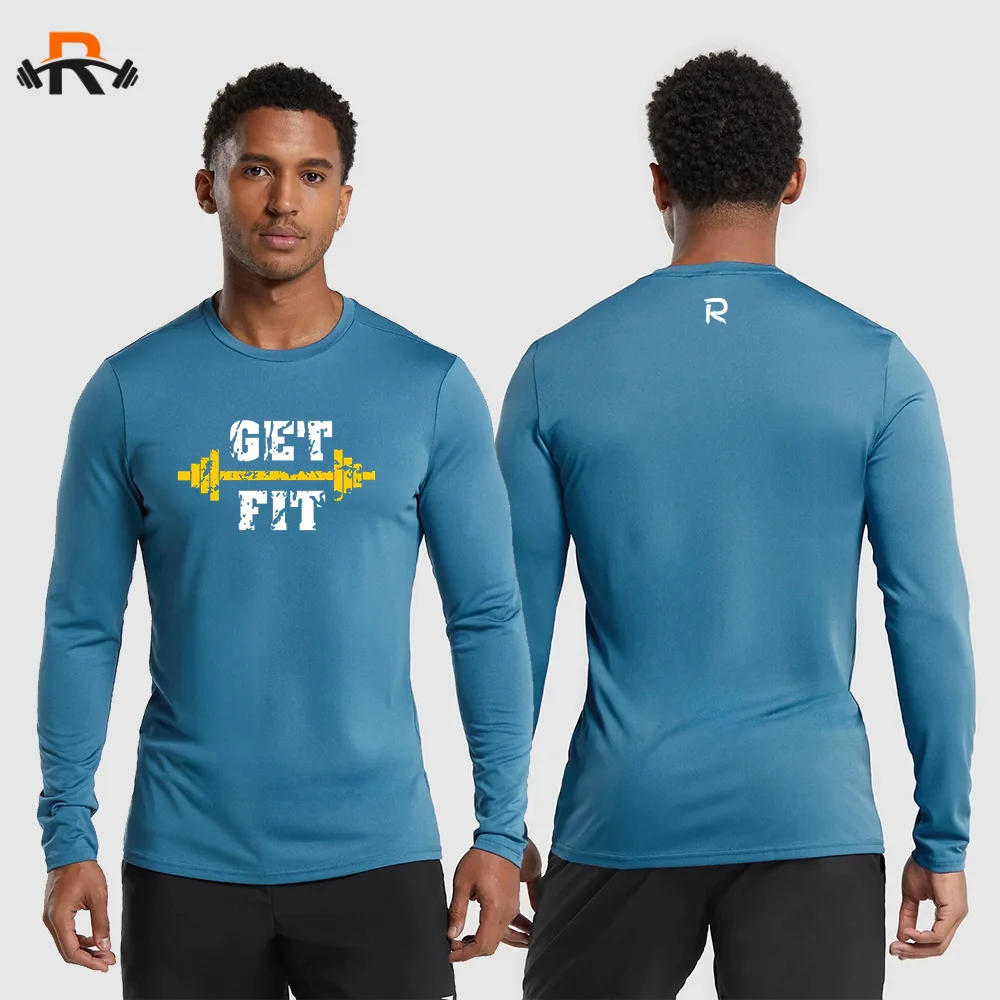 

Quality Gym Clothing Men's Bodybuilding Long Sleeve T-Shirt Stretchy Sweat Absorbent Sweatshirt Fitness Sports Tops Men Shirts