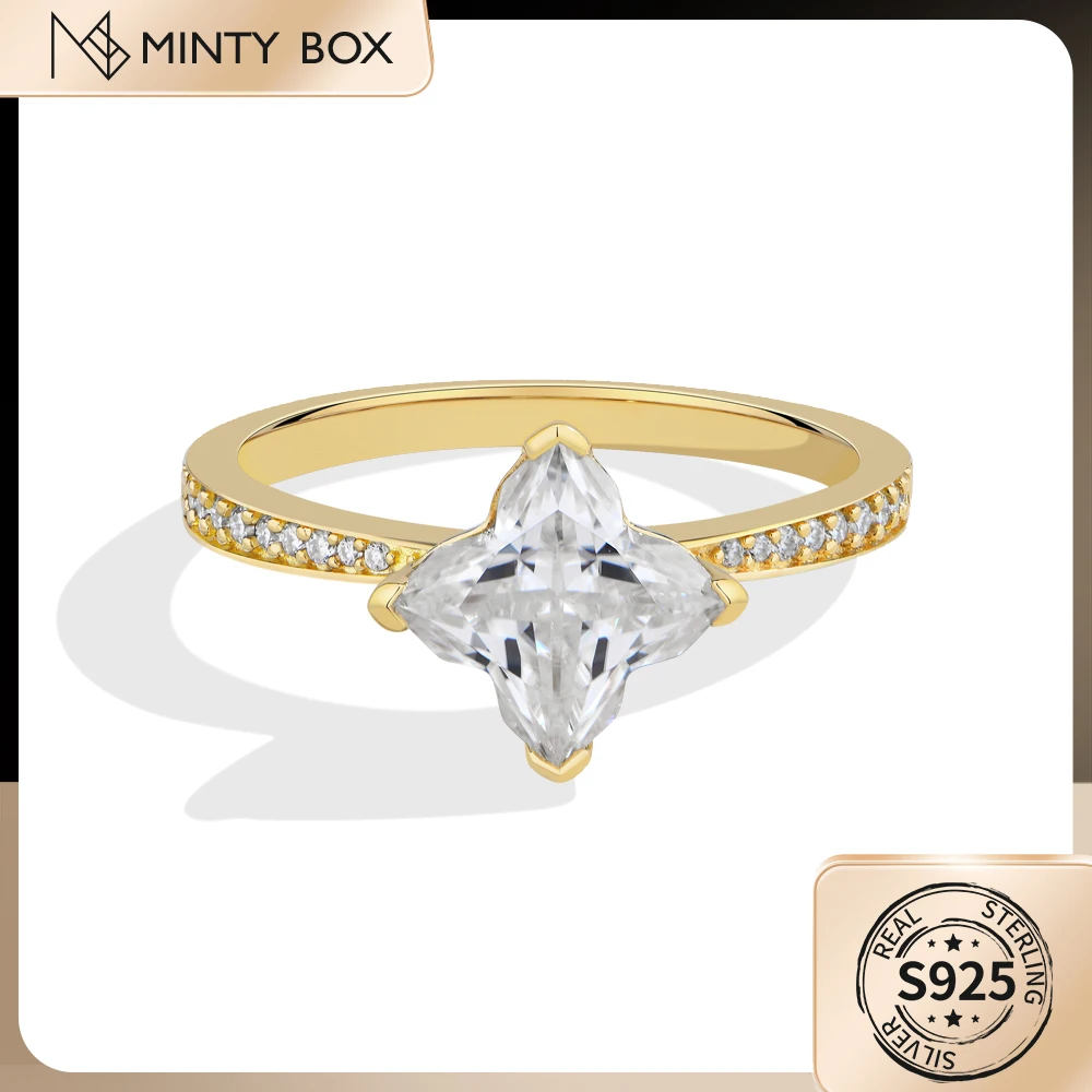 

MINTYBOX 2ct Moissanite Rings Clover Cut S925 Silver for Women party Fine Jewelry Birthday Wedding Engagement Anniversary Gift