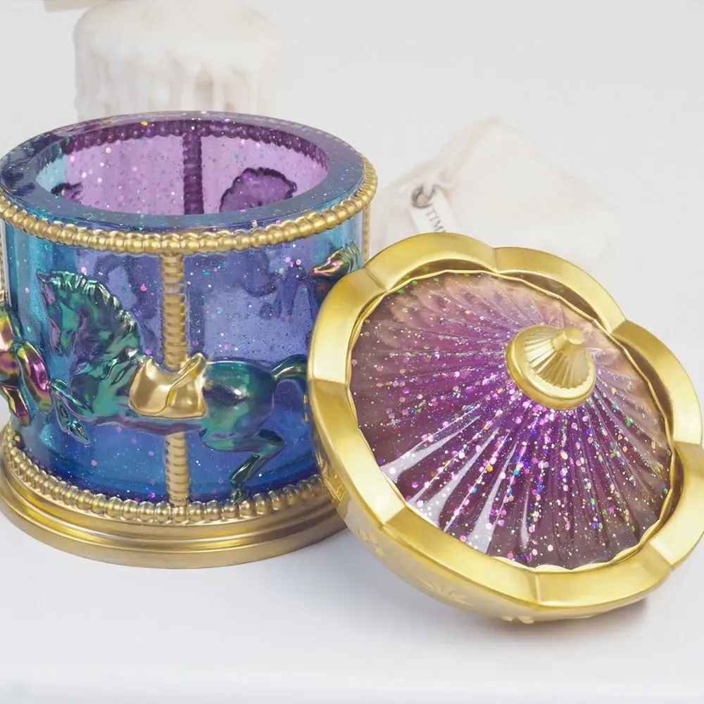 

Cute Style with Lids Carousel Storage Box Mold DIY Mold Storage Box Shape Cylinder Jar Mold Candle Vessel Molds Candle Making