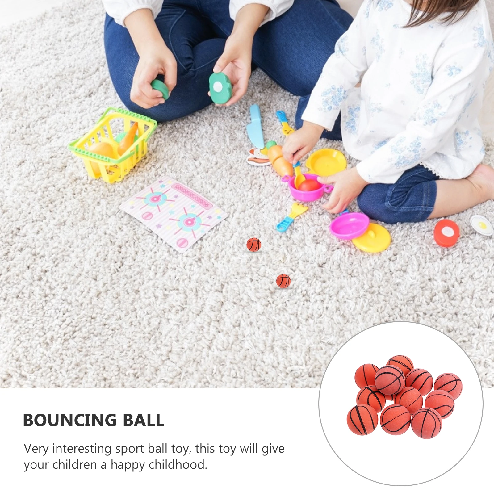 

12 Pcs Elastic Plastic Basketball Toy Orange Small Sports Balls Child