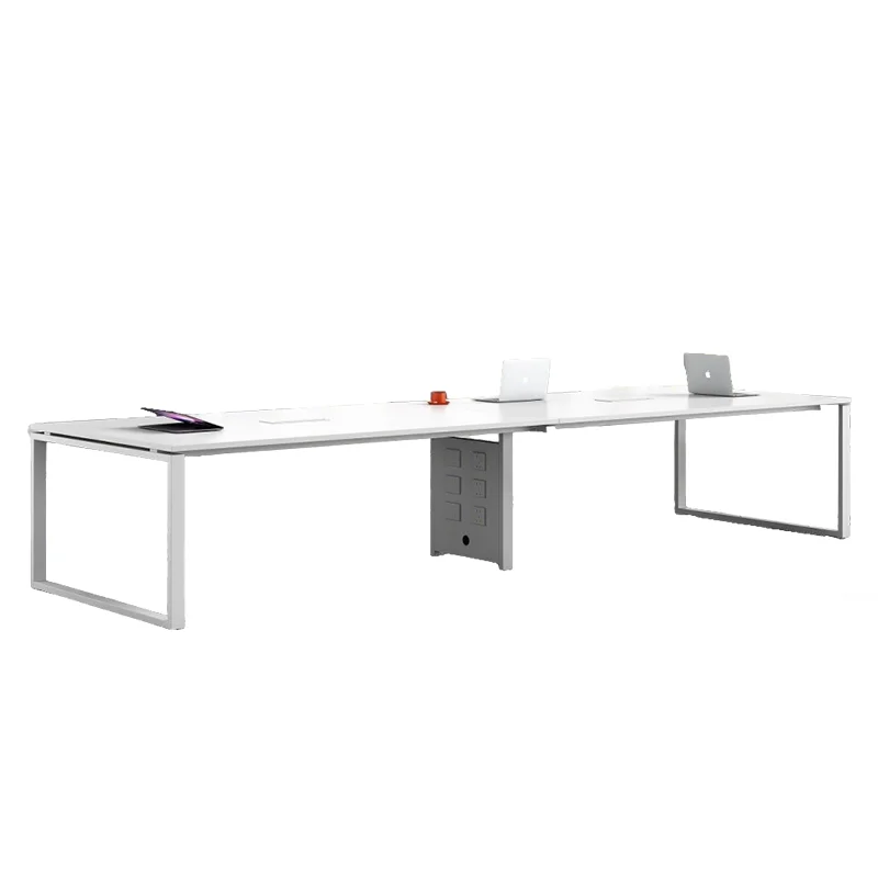 

Modern wooden conference table set with E0 grade particle board and iron legs, suitable for office use