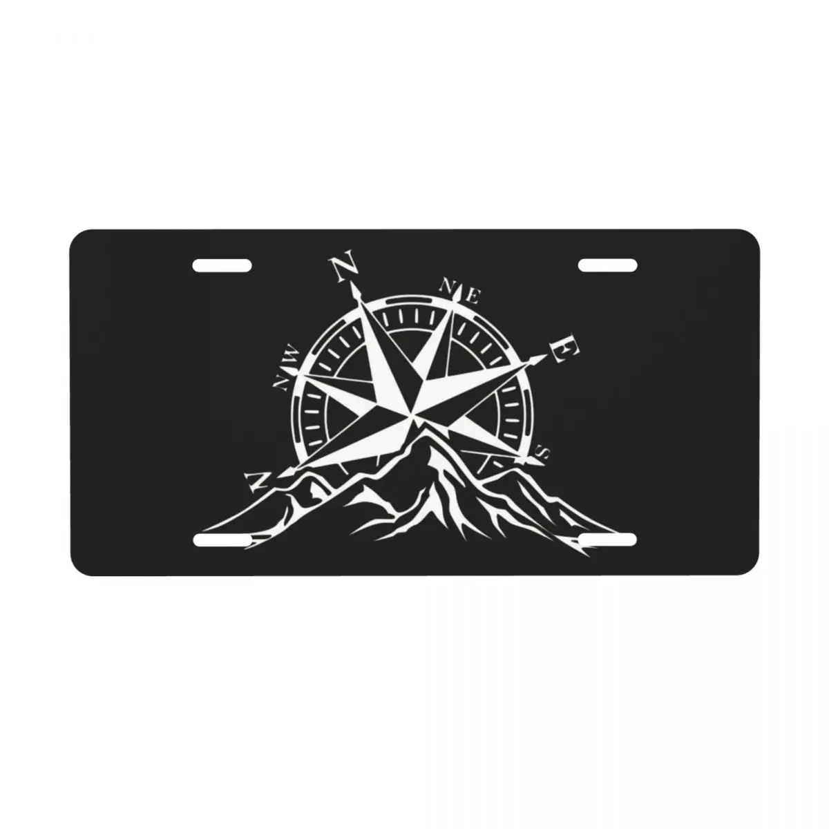 Personalized Funny Compass Rose Mountain Decorative Metal License Plate Nautical Aluminum Car Front Vanity Tag 12x6 Inch