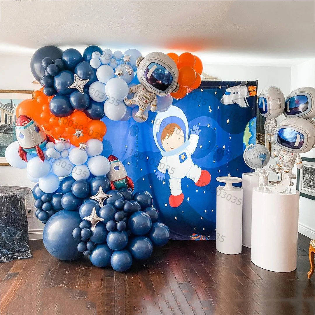 

121pcs Outer Space Theme Party Astronaut Rocket 32inch Number Foil Balloons Boy Birthday Party Decorations Baby Shower Globos