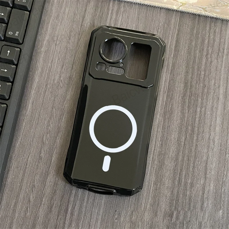 Funda de moda para Hotwav Cyber 15, carcasa transparente negra, cubierta protectora trasera de TPU con pegatina magnética