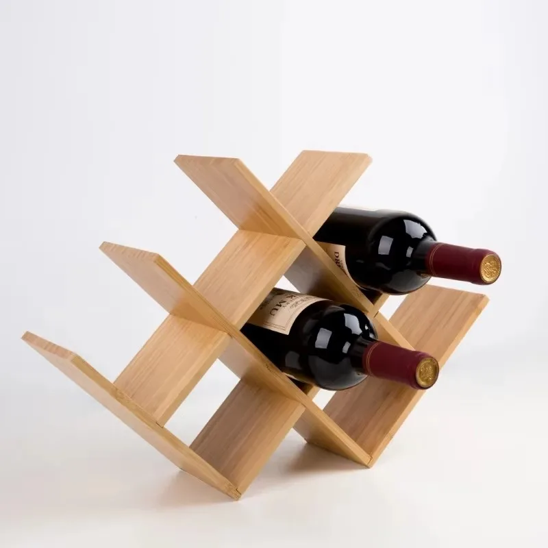 Modern solid wood diamond-shaped wine rack, luxury display stand, bar top decoration, efficient storage