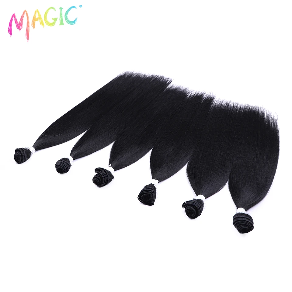 Magic Synthetic Hair Yaki Straight Ombre Blonde Fake Hair Bundles 22 24 26 Inches Super Long Hair Weave Hair Extensions Hair