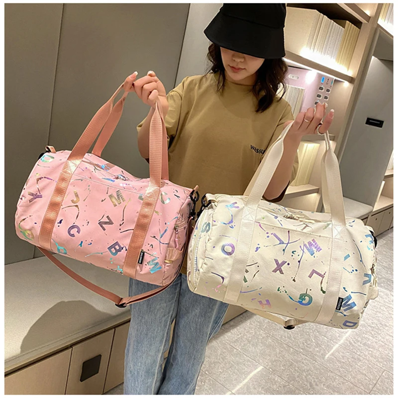 Printing Gym Fitness Bag Sports  Women'S Oxford Travel Tote Yoga Duffle Waterproof Shoulder Handbag Swimming Outdoors Bag