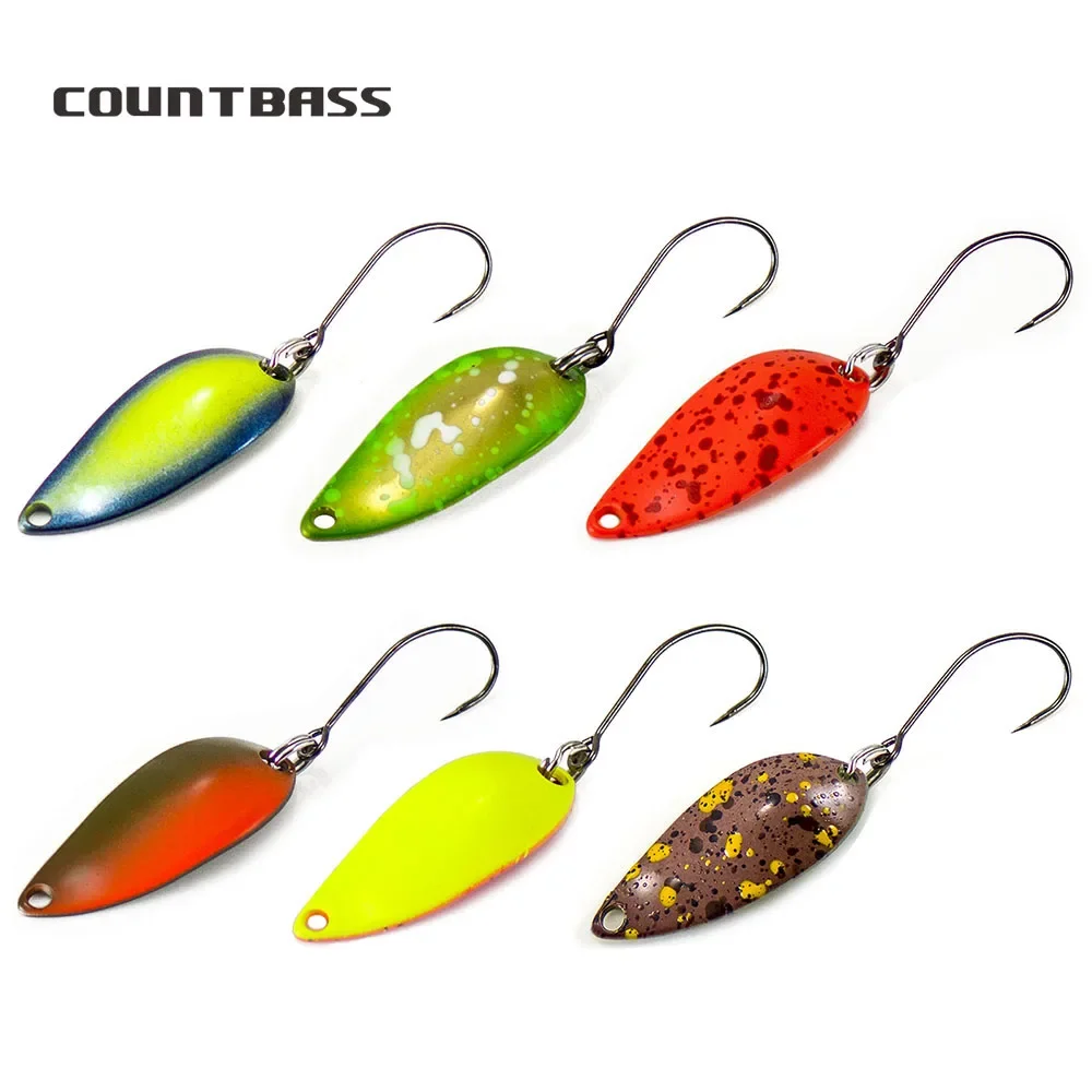 COUNTBASS 6PCS Trout Spoons 3/32oz 2.5g  With Barbless Hook UV Colors Fishing Baits Pike Angler's Lures