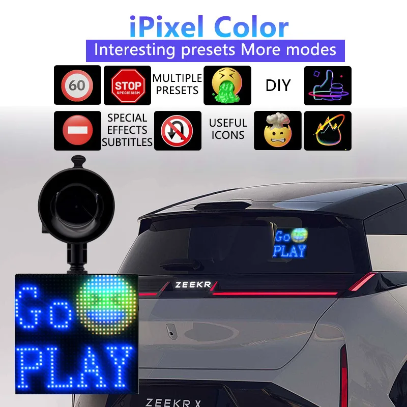 Car DIY Car Pixel Light 64x64LED Rear Window Display Warning Anti Rear End Emotion Light APP Customized Atmosphere Light