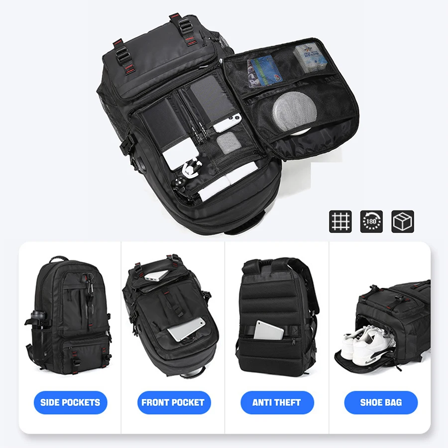 Imagem -05 - Suíça Militar-mochila de Viagem Masculina Bolsa de Negócios Impermeável Bolsa de Ombro Usb Expansível de Grande Capacidade para Laptop 17.3