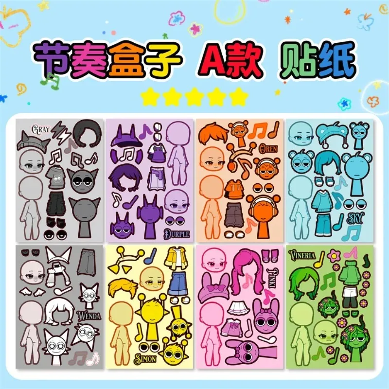 --8 시트/팩 DIY 만화 Gmae 퍼즐 스티커 얼굴 만들기 귀여운 유니콘 만화 어린이 게임 크리 에이 티브 조립 퍼즐 장난감 선물