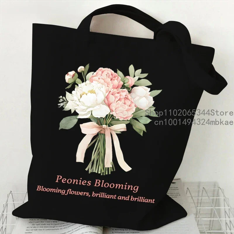 Flowers Are Like Life Canvas Tote Bag Women Shoulder Bag Vintage Wildflower “Forget Me Not” Fashion Aesthetics Shoulder Handbags