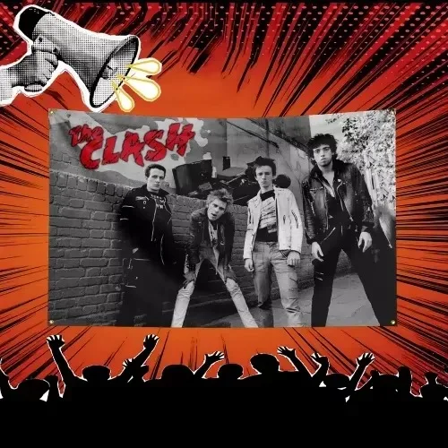 The Clash Inspired Rock Music Flag  Polyester Banner For Bedroom Wall Decor Music Fans Gift