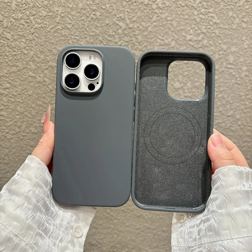 Neue Flüssigsilikon-Magnethülle für MagSafe für iPhone 17 Air 16 15 14 13 12 11 Pro Max Plus Kabelloses Laden Matte Solide Schutzhülle – Detail 6