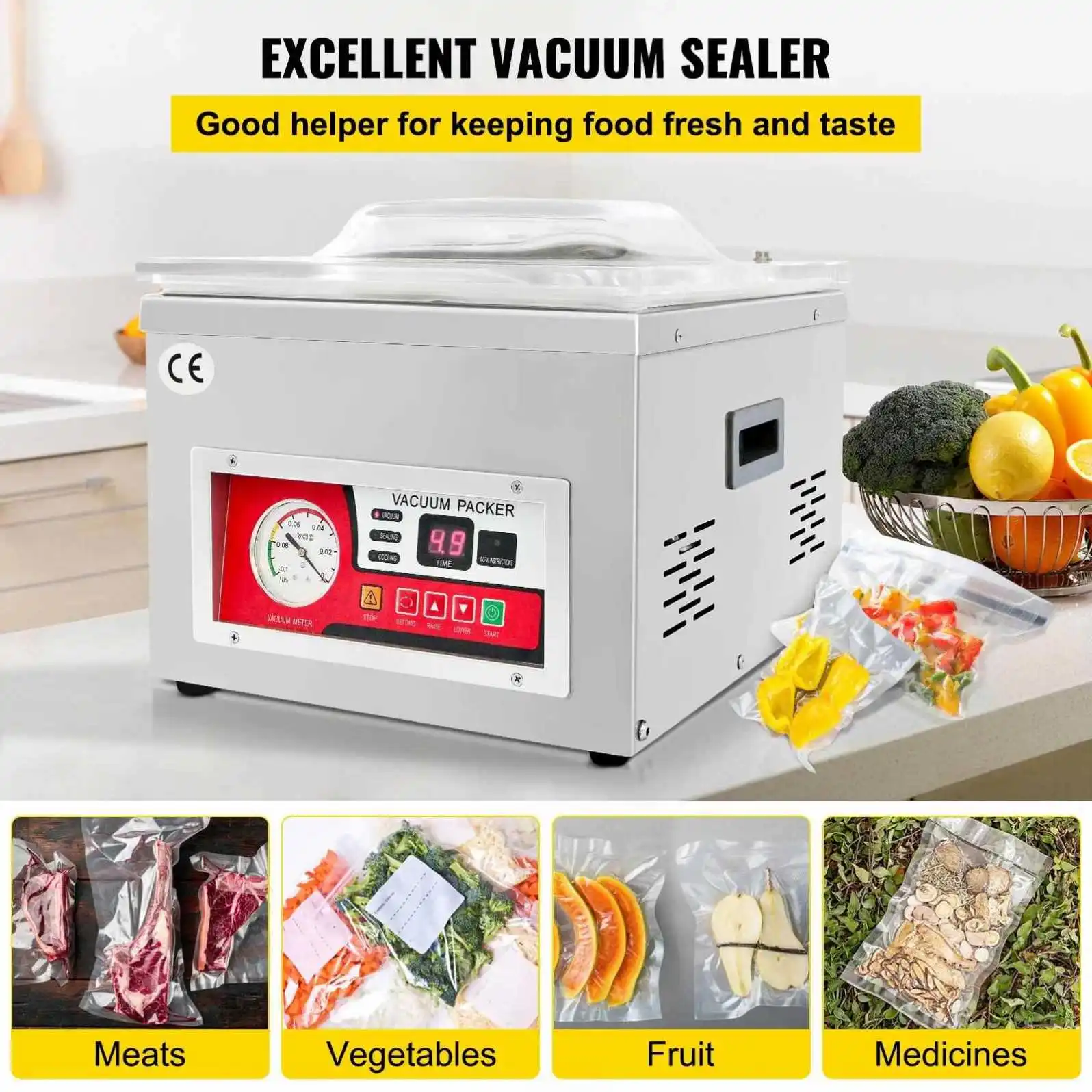 Food Sealing Machine Farm Produce Vacuum Sealer Sausage Sealing Packing Machine  Food Vaccum Sealer Bags