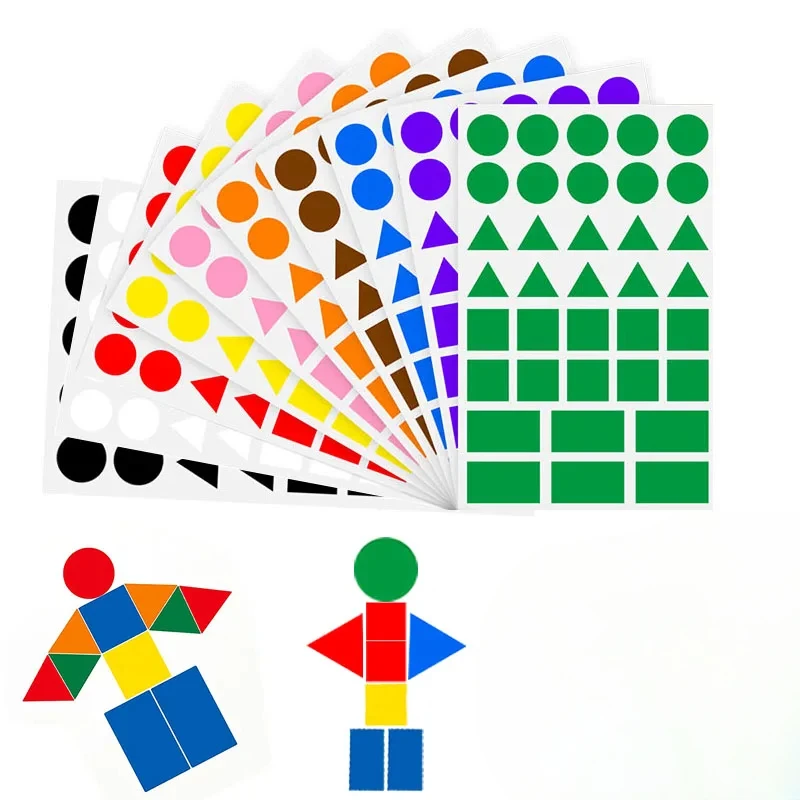 Colored Triangles Rectangular Dot Stickers for Kids Student Jigsaw Puzzle Geometry Stickers Scrapbook Labels cute stickers
