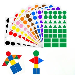 Colored Triangles Rectangular Dot Stickers for Kids Student Jigsaw Puzzle Geometry Stickers Scrapbook Labels cute stickers