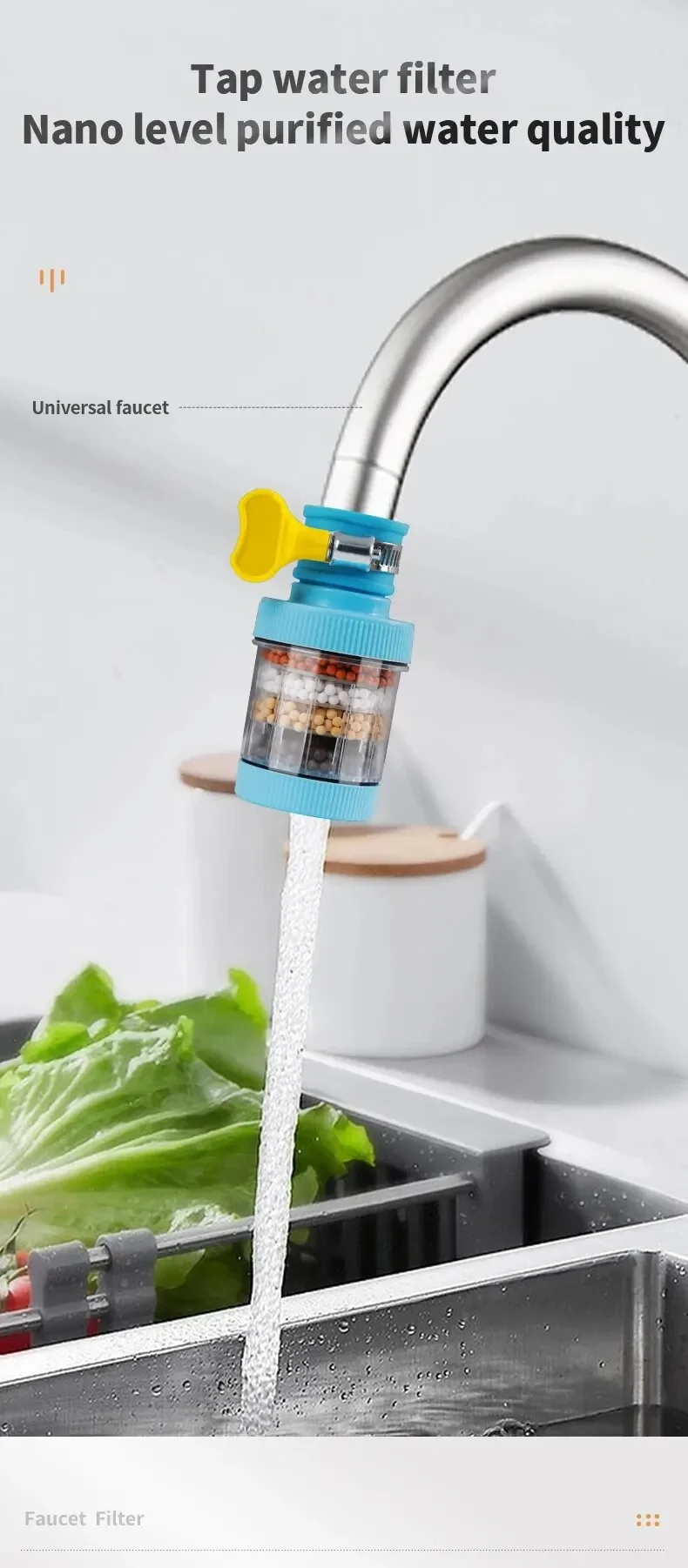 Household Kitchen Water Faucet Filter Mini Tap Clean Purifier Home Cartridge Carbon Filter for Filtration