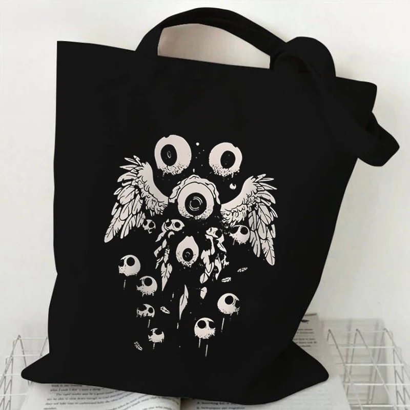 Women\'s Psychedelic Cat Tote Bag Canvas Dreamcore Aesthetic Shopping Bags Fashion Grunge Animal Unisex Shoulder Bag Handbags