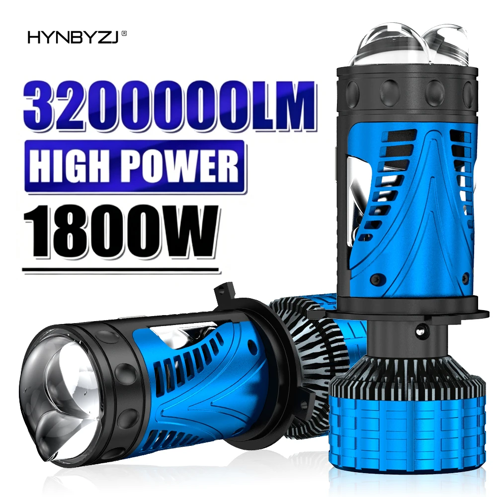 

HYNBYZJ H4 LED Headlight Bulb Projector Lens Canbus Super Bright LED 1800W 3200000LM 6500K Hi/Low Light Apply to Car&Motorcycle