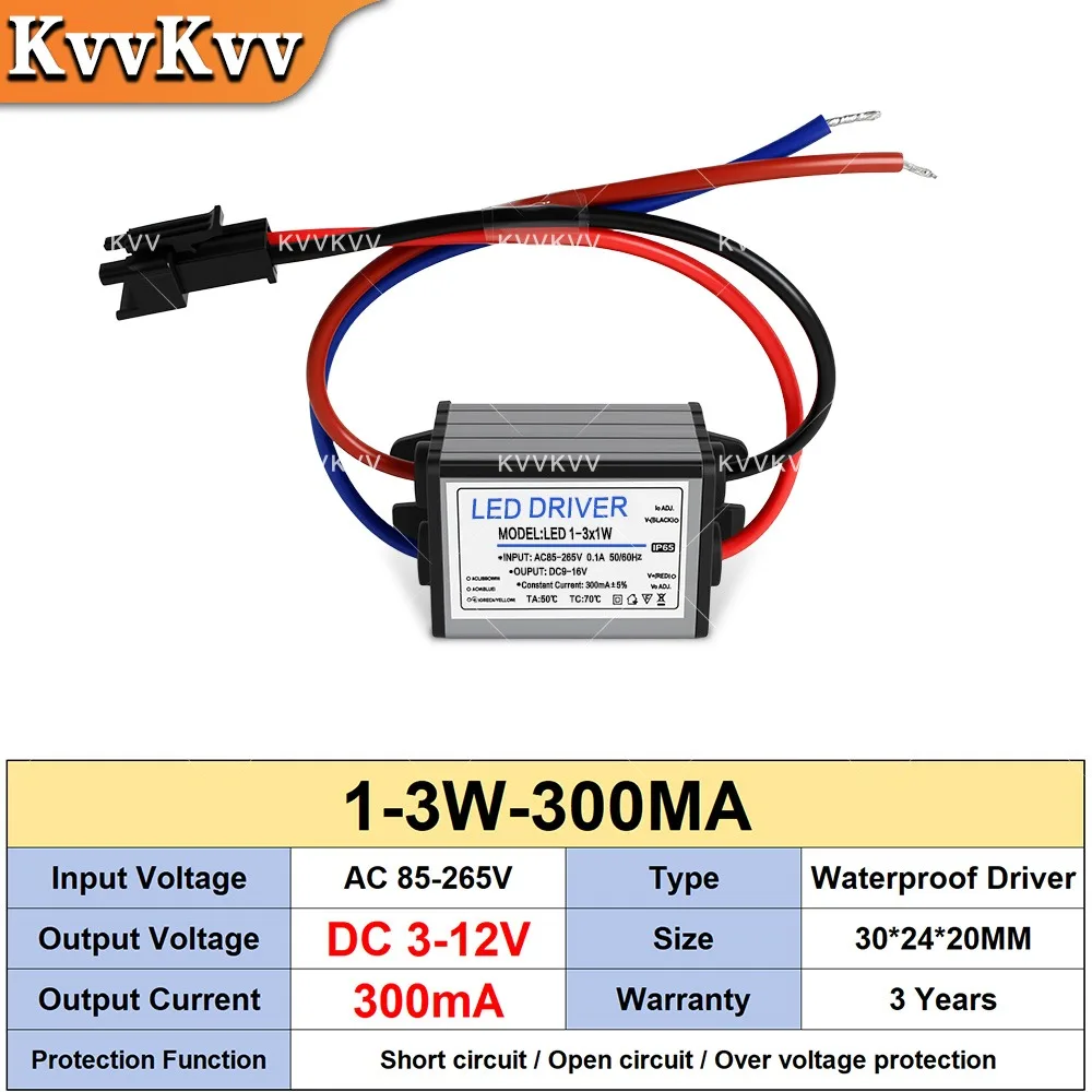 LED Driver Transformer 1-3W 25-36W 4-7W 18-25W 8-12W 12-18W AC85-265V IP65 Waterproof Power Supply 300mA for Panel Light Adapter