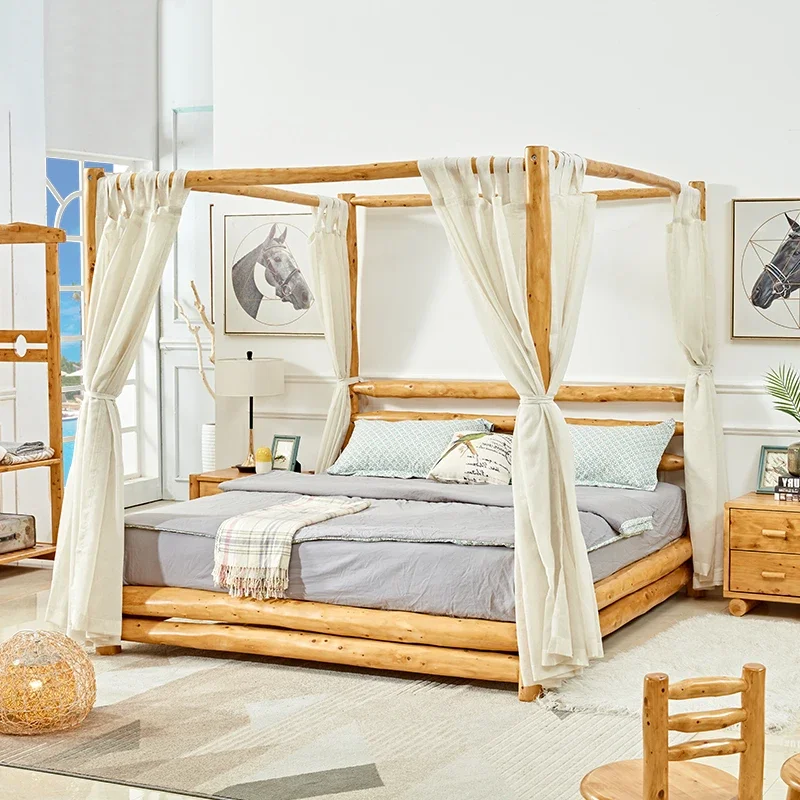 

Кровать Four-Poster из массива дерева B & B Интернет-знаменитости Кровать из массива дерева Mountain Inn Оригинальная экология Кровать из массива дерева Двуспальная кровать