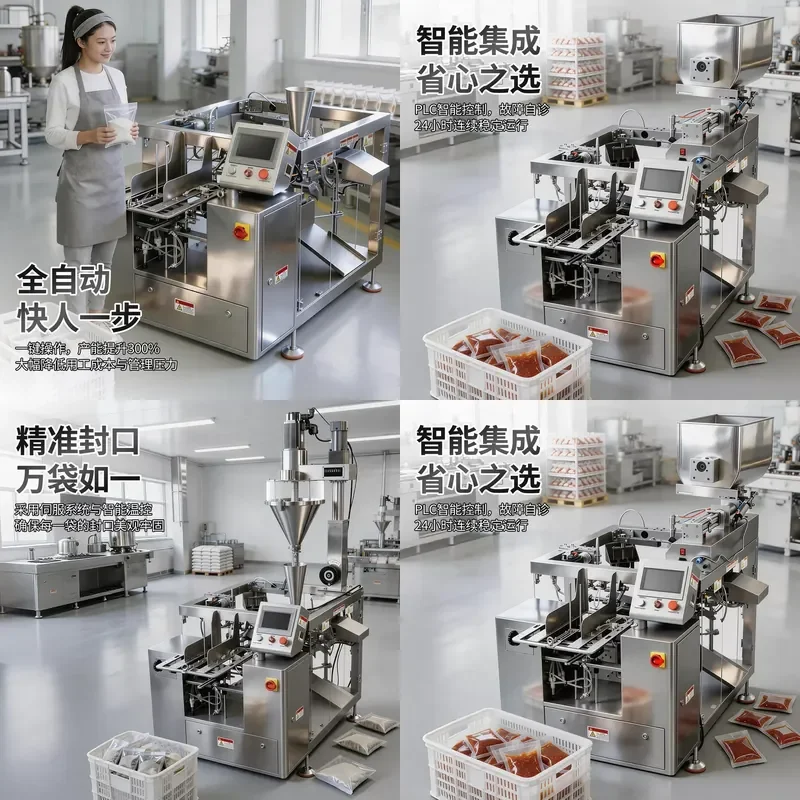 for Fully Automatic Multi Station Bag Feeding Packaging Machine Chain Bag Weighing and Sealing All in One Four Station
