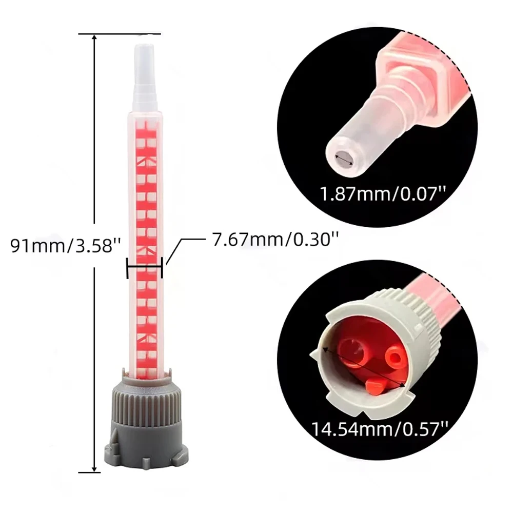 10:1 Static Mixer Nozzles for 50ml Dual Cartridge AB Epoxy Glue Resin Square Mixing Tips Industrial Adhesive Dispensing Tool