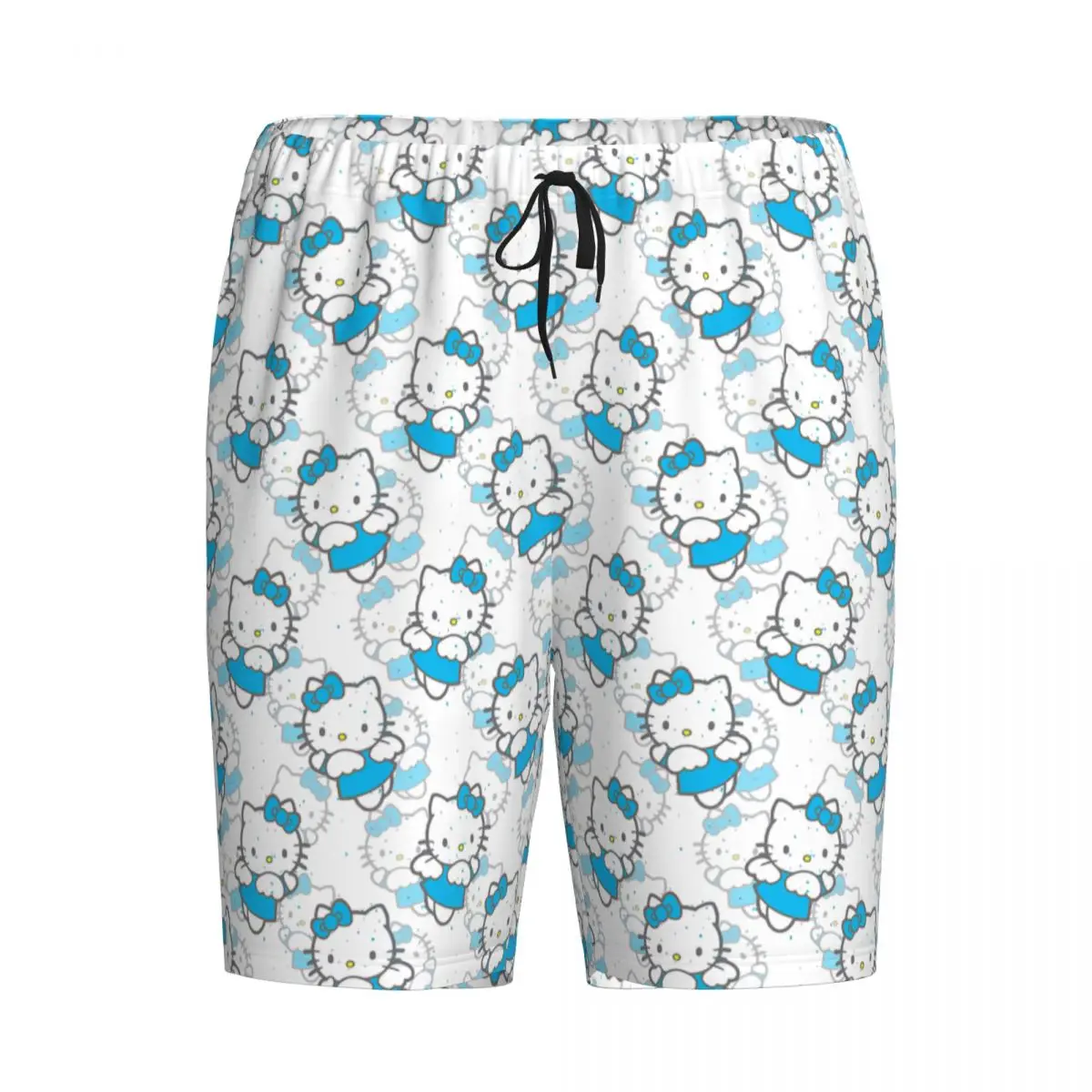 Custom Cartoon Anime Hello Kitty Pajama Shorts for Men Sleepwear Lounge Bottom Stretch Sleep Short Pjs with Pockets