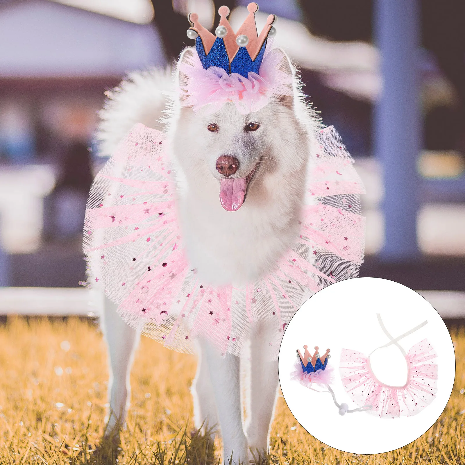 

1Set Flower Trim Collar and Hat for Cats Skin-Friendly Breathable Adjustable Pet Neck Decor Ideal for Photo Shoots Lovely