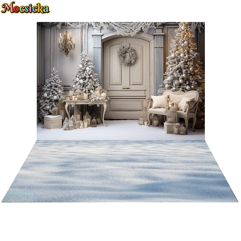 Mocsicka Christmas Backdrop Photography Car Candy House Xmas Tree Baby Shower Photo Background Shooting Props Decorations Studio