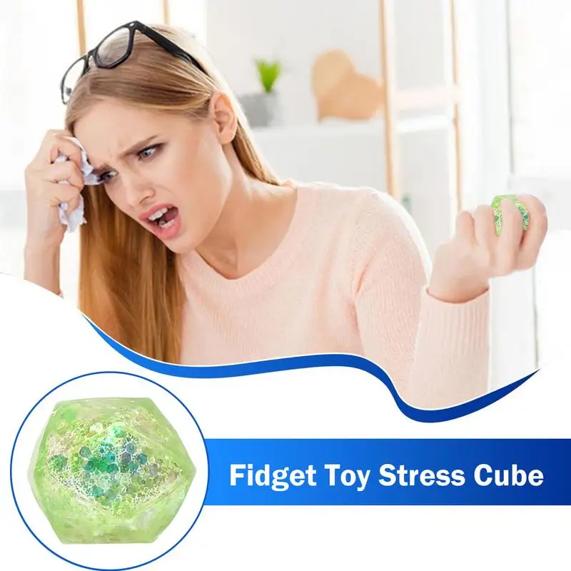 Balle Transparente Anti-Stress pour Adultes et Enfants, Jouet Sensoriel Apaisant pour les Doigts, Cube TPR Doux, Fidget pour Salle d'Irritation, Faveur de ixd'Anniversaire