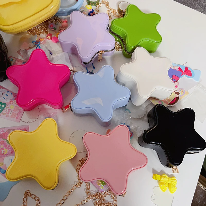 1pcs Star Children's PVC Shoulder Storage Bags Cute Star Shape Baby Girls Crossbody Bag Candy Color Kids Small Coin Purse