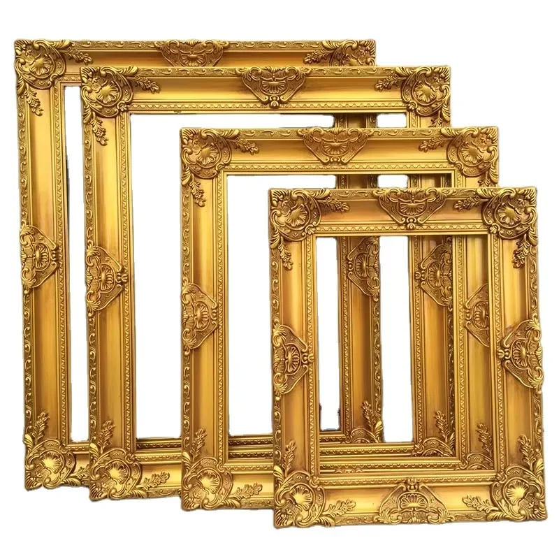

Solid wood oil painting frame ancient carving decorative floor mirror props elegant wooden