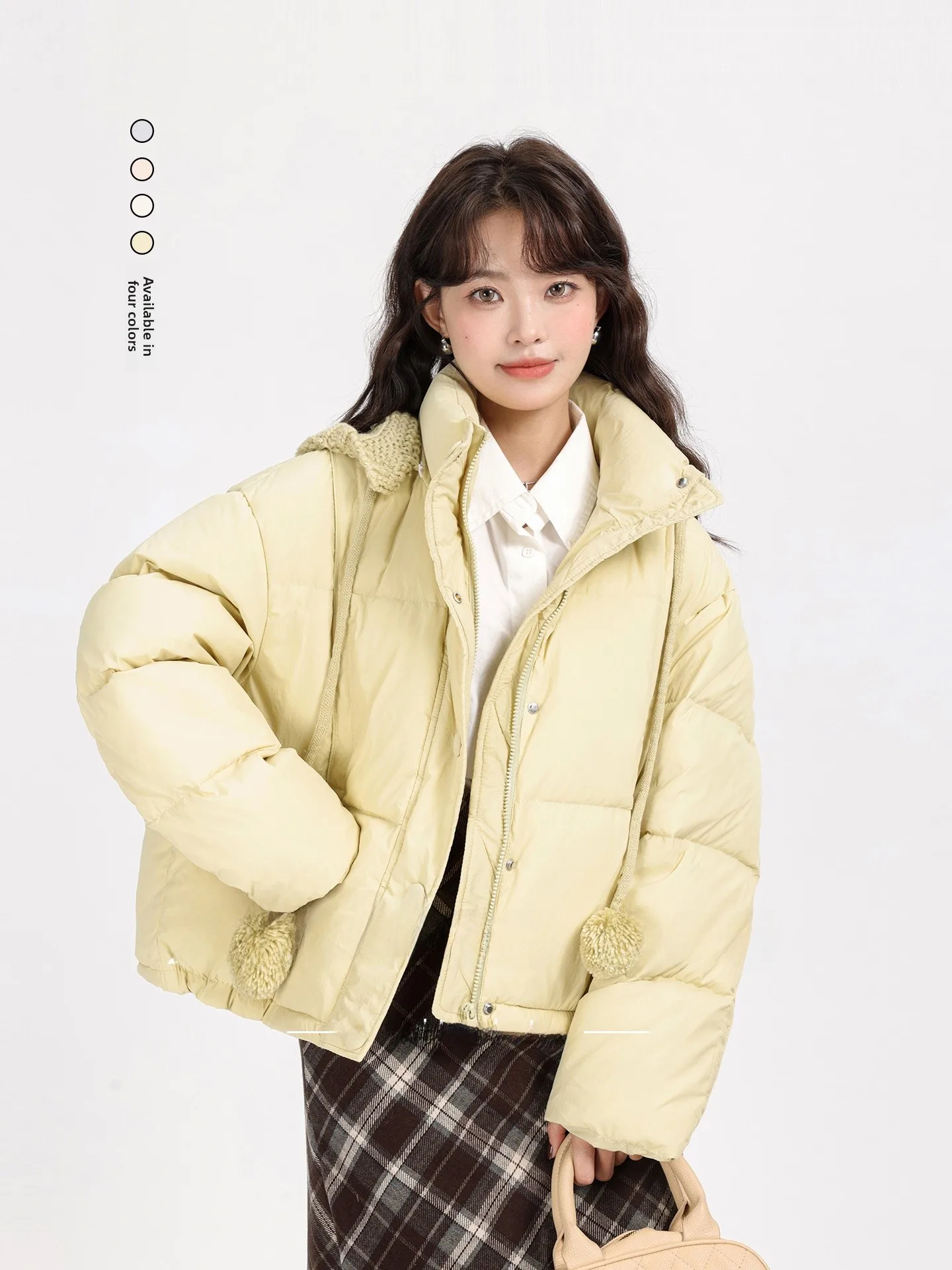 

Winter New Sle Yellow Stand Collar down Jaet ort Thi Warm Bread Sle Korean Faion Women's Coat Warmth Guaranteed