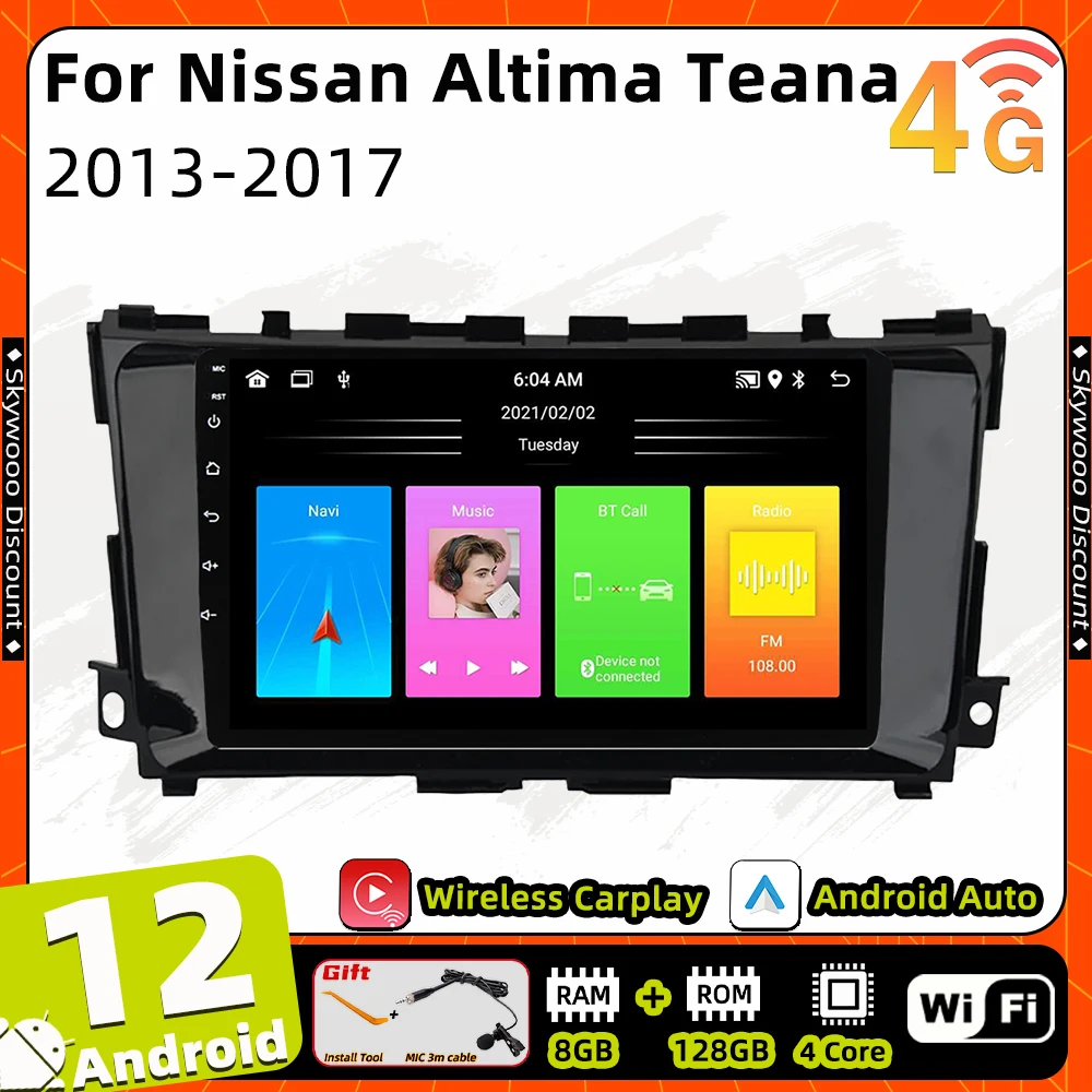 

Car Stereo 2 Din Android for Nissan Altima Teana 2013-2017 Car Radio WIFI GPS Navigation Multimedia Player Head Unit with Frame