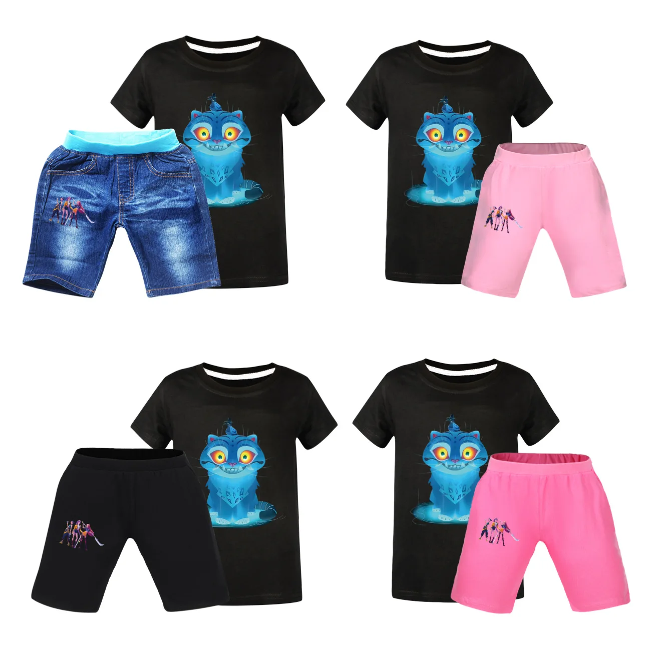 

Girls Boys KPop Demon Hunters HuntrixClothing Sets Girls Short Sleeve Cotton Kids Sports T shirt+Shorts 2-piece Set Clothes4845
