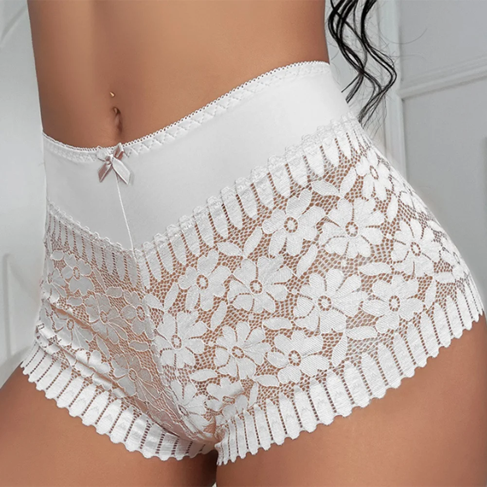 New Women Sexy Hollow See Through Panties Shorts High Rise Breathable Underwear Lingerie Traceless Ladies Briefs