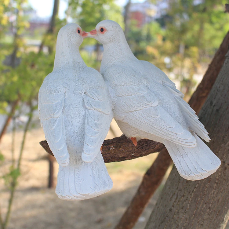 Dove Creative Simulation Ornament Bird Statue Animal Sculpture Home Garden Decor Pigeon Figure Doves Figurine for Furnishing