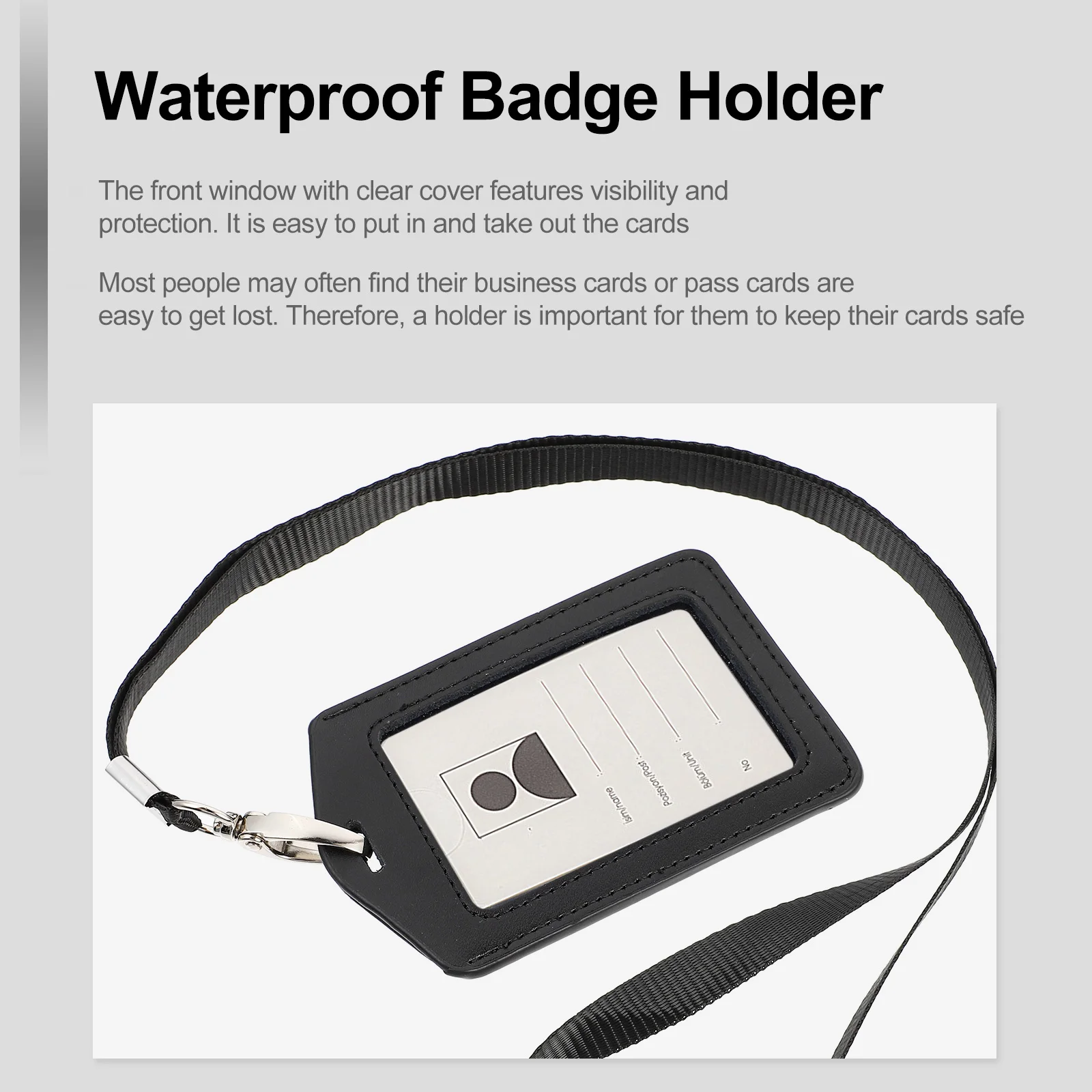 

ID Badge Holder PU Lanyard Card Wallet Clear Bus Case Reel Waterproof Strap Employee Identification Accessories