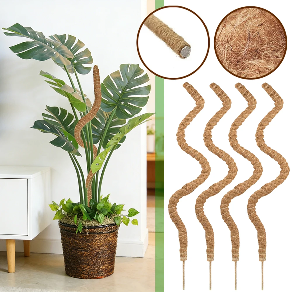 

4PCS Moss Pole Bendable Plant Support for Plants Coir Totem Pole Climbing Plant for Garden Plants Accessorie Outdoor Decor Stand