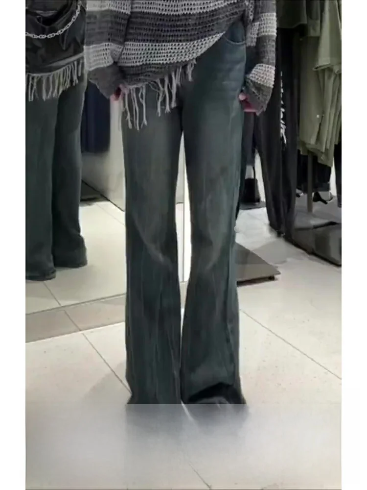 

Джинсы женские с высокой талией, широкими штанинами и расклешенным низом, свободного кроя, удобные, из денима, в американском ретро-стиле, осенне-зимние, стройнящие фигуру