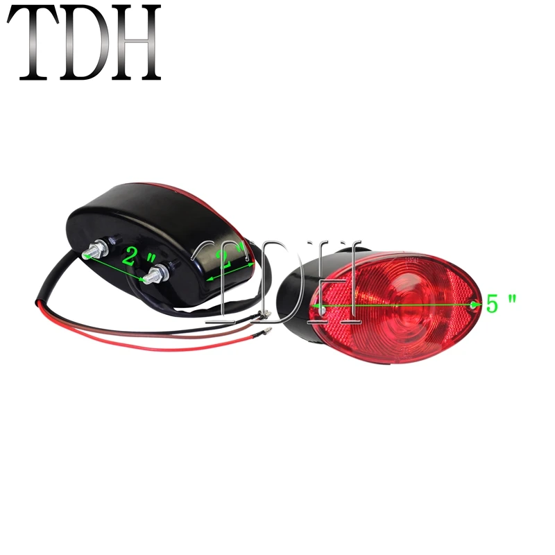 Chrome Red Lens Motorcycle Cat Eye Taillight Brake Stop Lamp Licence Plate Lights For Harley Custom Chopper Softail Cafe Racer