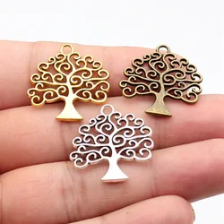 WYSIWYG 10pcs 26x26mm 3 Colors Trendy Life Tree Charms Pendant For Jewelry Making DIY Jewelry Findings