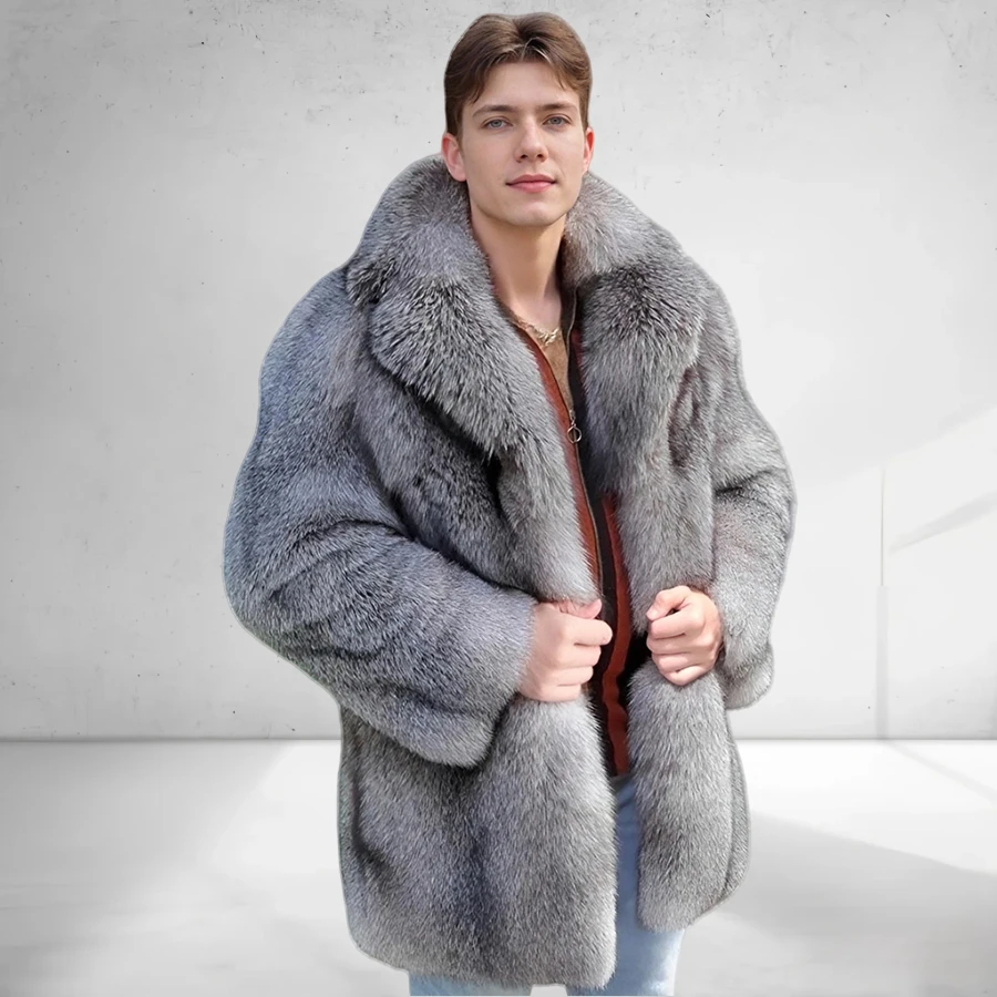 

Real Fox Fur Coat Men's Fur Jacket Fashion Winter Warm Fur Coat 2024 Best Selling New Arrival
