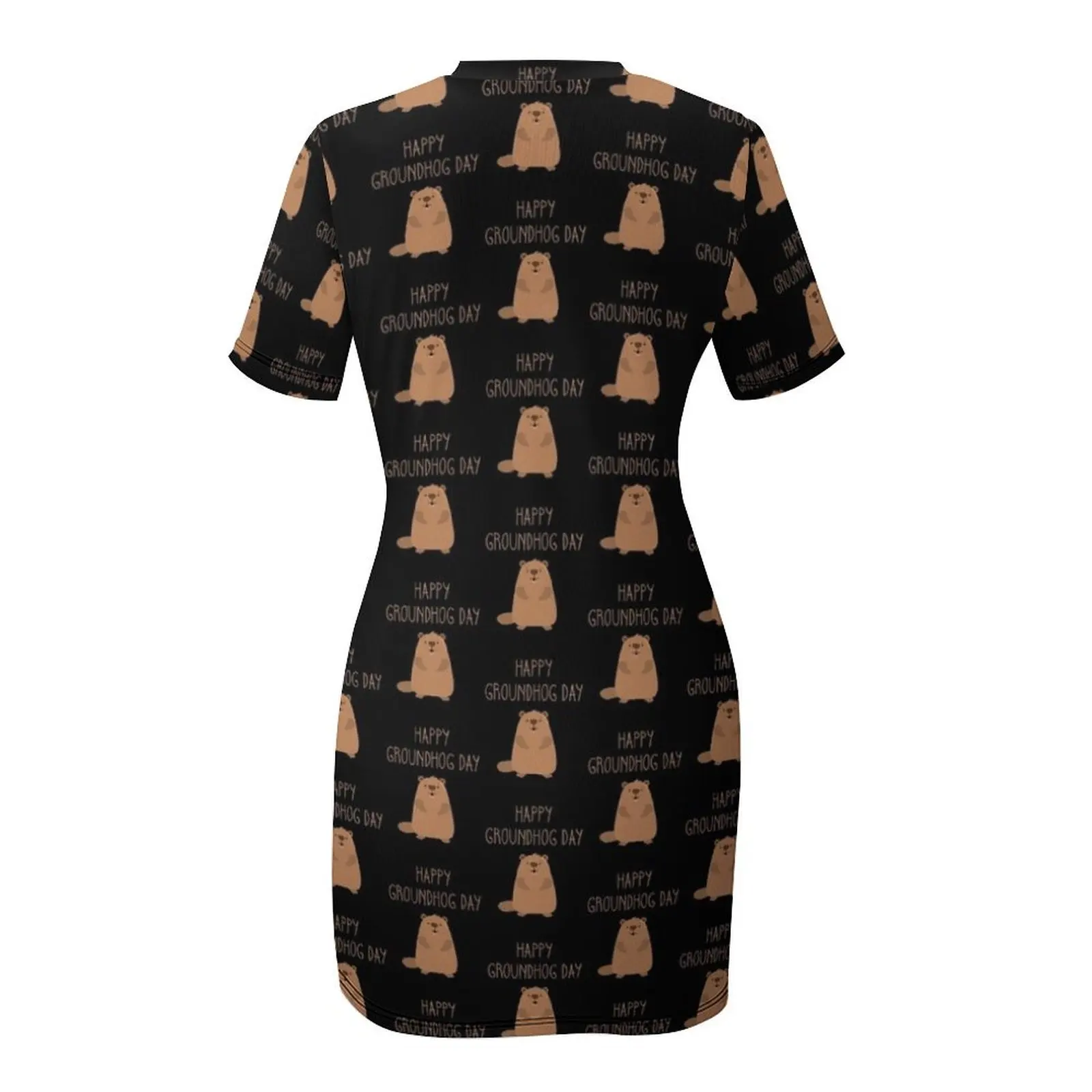 2018 feliz dia da marmota-idéia de presente camisa para homem camiseta para mulher clássico retro vintage gráfico camiseta vestido de manga curta